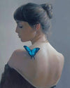 paint by numbers kit Aesthetic Woman And Blue Butterflies - Custom paint by number