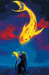paint by numbers kit Black Cat And Goldfish