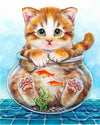 paint by numbers kit Cat In Fish Bowl