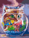 paint by numbers kit Cat Watch A Little Fish