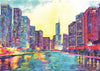paint by numbers kit Colorful Chicago - Custom paint by number