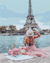 paint by numbers kit Girl in Picnic at Paris - Custom paint by number