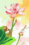 paint by numbers kit Lotus and Dragonfly - Custom paint by number
