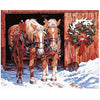 paint by numbers kit Snow House and Red Horse