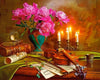 paint by numbers kit Vintage bouquet and violin - Custom paint by number