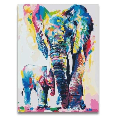 paint by numbers kit 2 Elephants - Custom paint by number