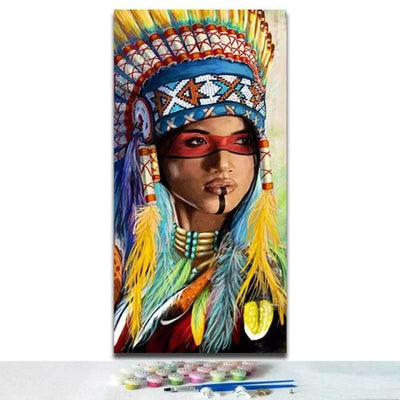 paint by numbers kit American Indian 1 - Custom paint by number