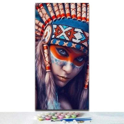 paint by numbers kit American Indian 2 - Custom paint by number