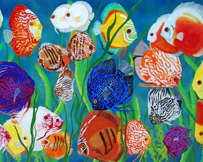 paint by numbers kit Aquarium Fishes In Sea - Custom paint by number