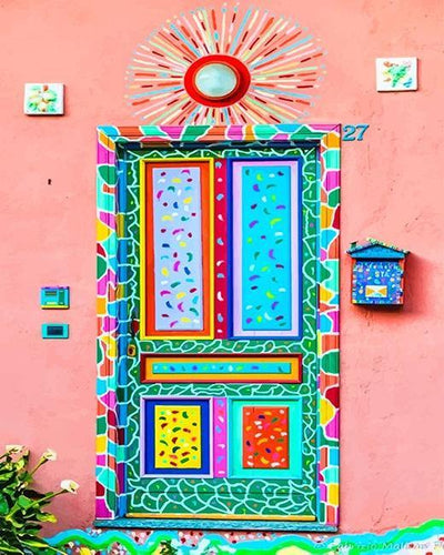 paint by numbers kit Artistic colorful door - Custom paint by number