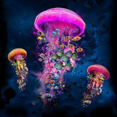 paint by numbers kit Big Jellyfishes - Custom paint by number