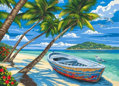 paint by numbers kit Boat Stranded on an Island - Custom paint by number