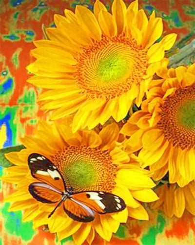 paint by numbers kit Butterfly On A Sunflower - Custom paint by number