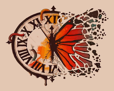 paint by numbers kit Clock Butterfly - Custom paint by number