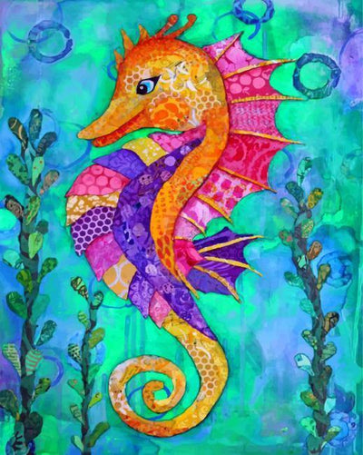 paint by numbers kit Colorful Seahorse - Custom paint by number
