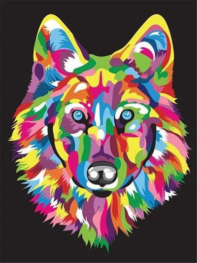 paint by numbers kit Colorful Wolf Heads - Custom paint by number