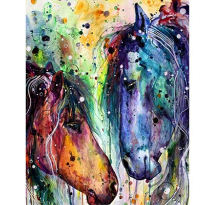 paint by numbers kit Coloured Horse Lovers - Custom paint by number