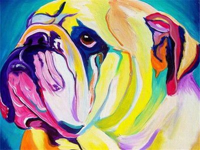 paint by numbers kit Colourful Bulldog - Custom paint by number