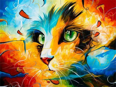 paint by numbers kit Colourful Cat 3 - Custom paint by number