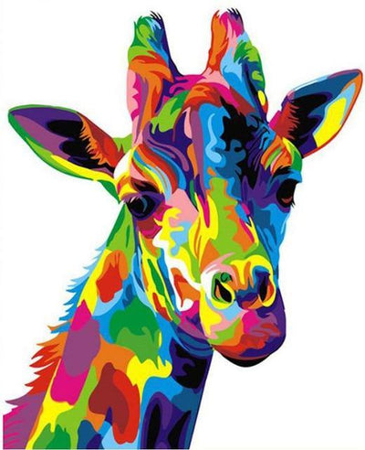 paint by numbers kit Colourful Giraffe 2 - Custom paint by number