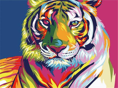 paint by numbers kit Colourful Pop Series- Tiger - Custom paint by number