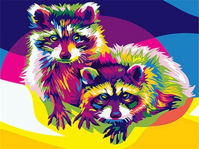 paint by numbers kit Colourful Racoon - Custom paint by number