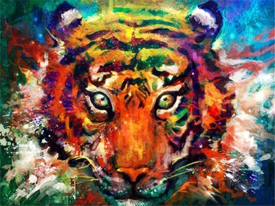 paint by numbers kit Colourful Tiger - Custom paint by number