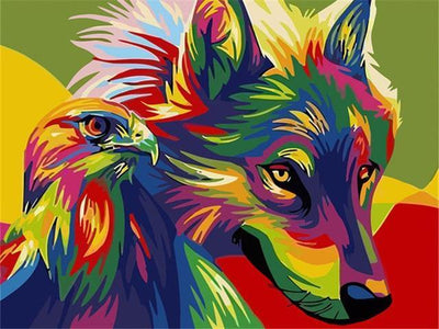 paint by numbers kit Colourful Wolf - Custom paint by number