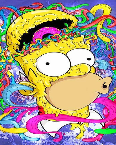 paint by numbers kit Crazy Homer Simpson - Custom paint by number