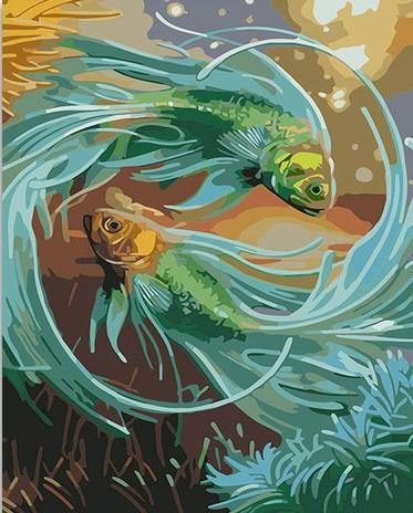paint by numbers kit Dancing Fish - Custom paint by number