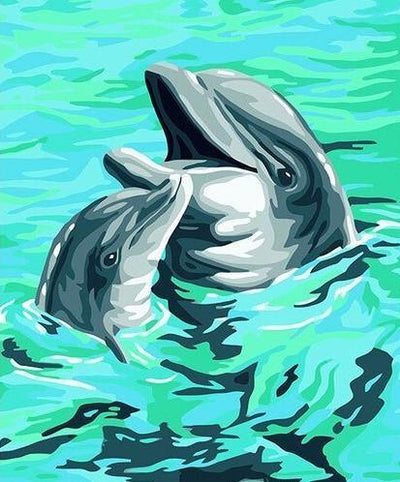 paint by numbers kit Dolphin Mom - Custom paint by number