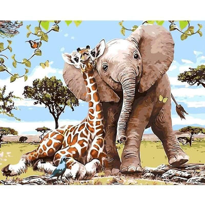 paint by numbers kit Elephant and giraffe - Custom paint by number