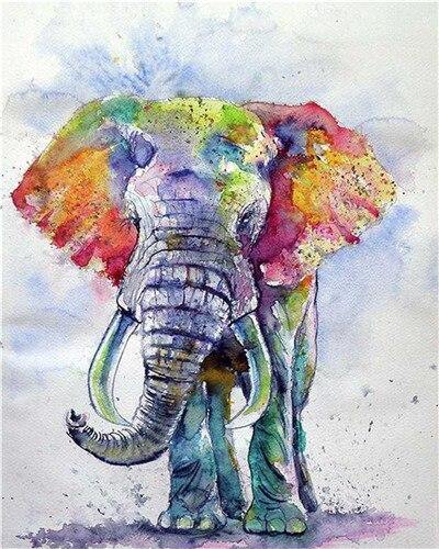 paint by numbers kit Elephant Colourful 10 - Custom paint by number