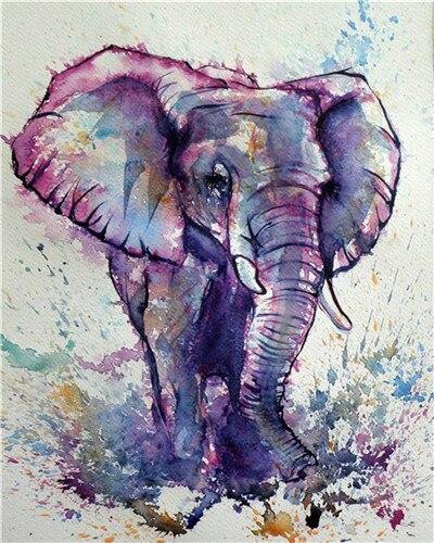 paint by numbers kit Elephant Colourful 11 - Custom paint by number