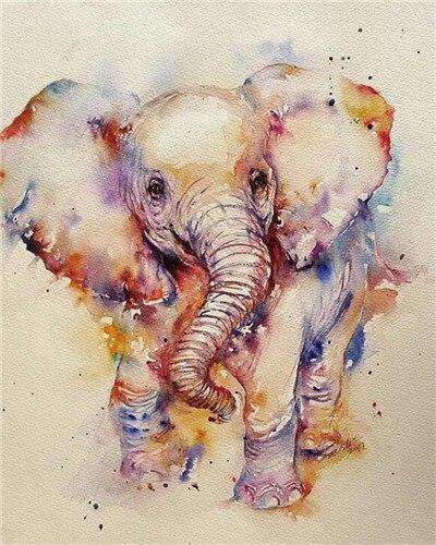 paint by numbers kit Elephant Colourful 2 - Custom paint by number