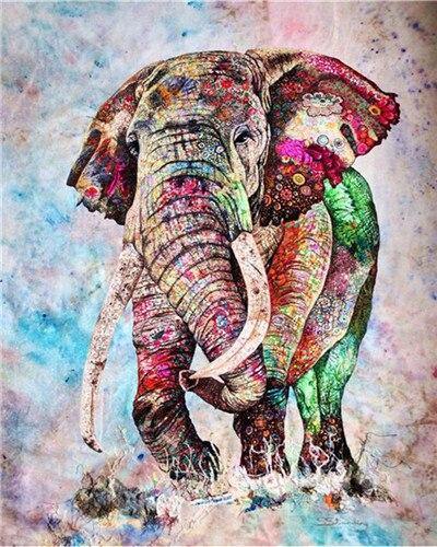 paint by numbers kit Elephant Colourful 4 - Custom paint by number