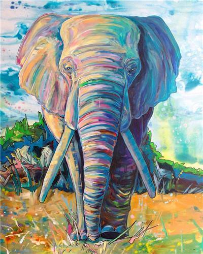 paint by numbers kit Elephant Colourful 9 - Custom paint by number