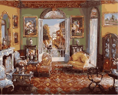 paint by numbers kit Europe room landscape - Custom paint by number