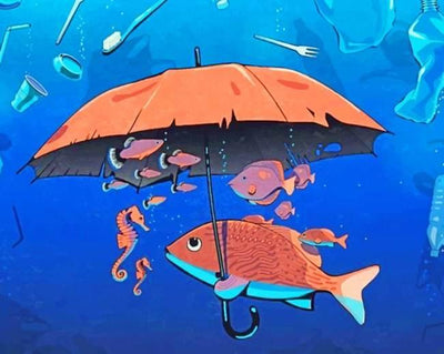 paint by numbers kit Fish Holding An Umbrella - Custom paint by number