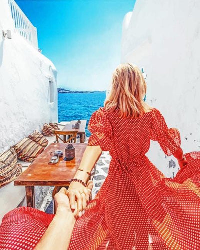 paint by numbers kit Follow Me To Santorini Greece Europes - Custom paint by number