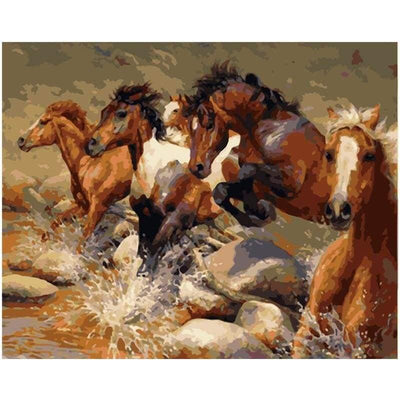 paint by numbers kit Galoping horses - Custom paint by number