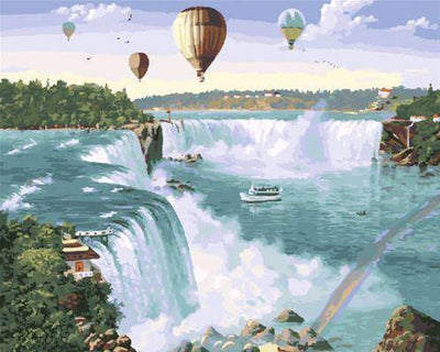 paint by numbers kit Hot Air Balloon Niagara Falls - Custom paint by number