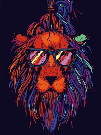 paint by numbers kit Lion Hipster - Custom paint by number