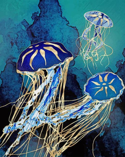 paint by numbers kit Metallic Jellyfish - Custom paint by number