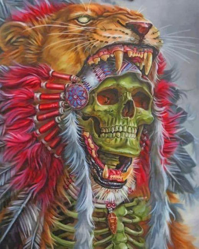 paint by numbers kit Native American Lion Skull - Custom paint by number