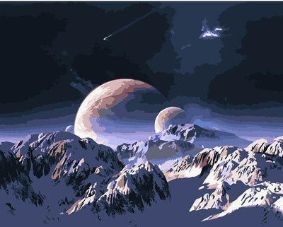 paint by numbers kit Planet Snow Mountains - Custom paint by number