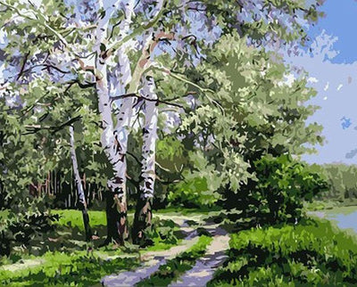 paint by numbers kit Quiet Birch Forest - Custom paint by number