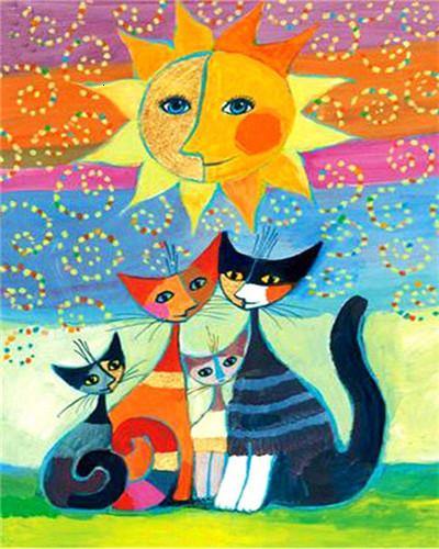 paint by numbers kit Quirky cats series 6 - Custom paint by number