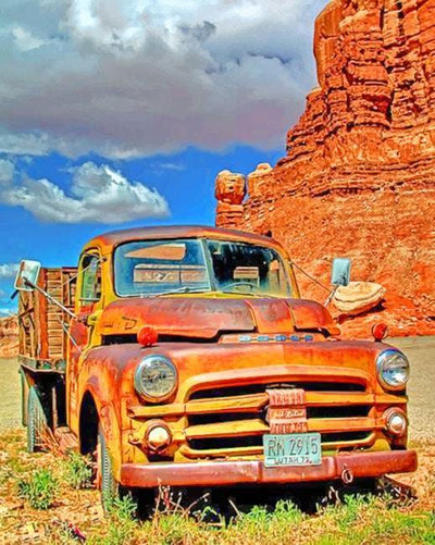 paint by numbers kit Red rocks and trucks - Custom paint by number