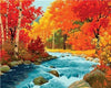 paint by numbers kit River Flows in Autumn Forests - Custom paint by number